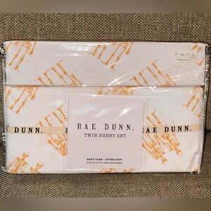 NWT Rae Dunn Halloween Seasonal Fall Twin/Full Sheet Set with Orange Skeletons